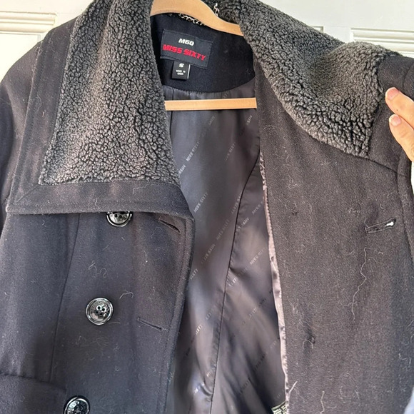 Miss Sixty Overcoat Jacket Black Wool Womens S - Picture 8 of 15